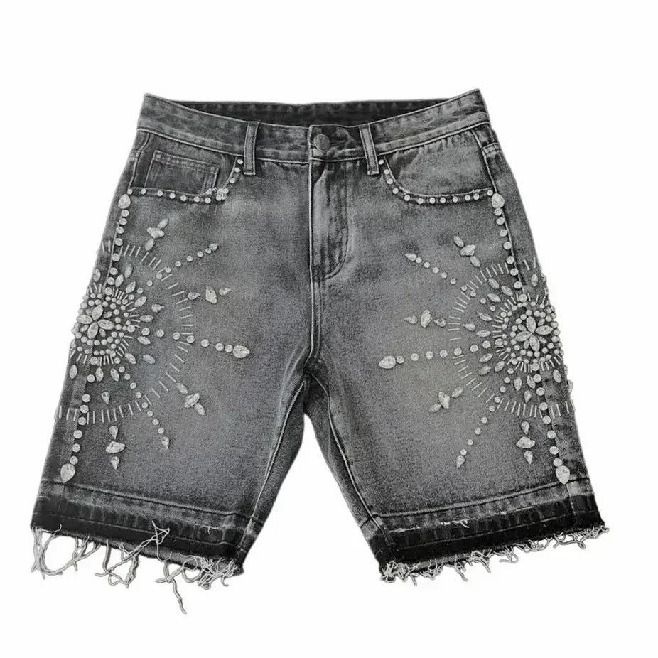 Rhinestone Denim Shorts Jorts