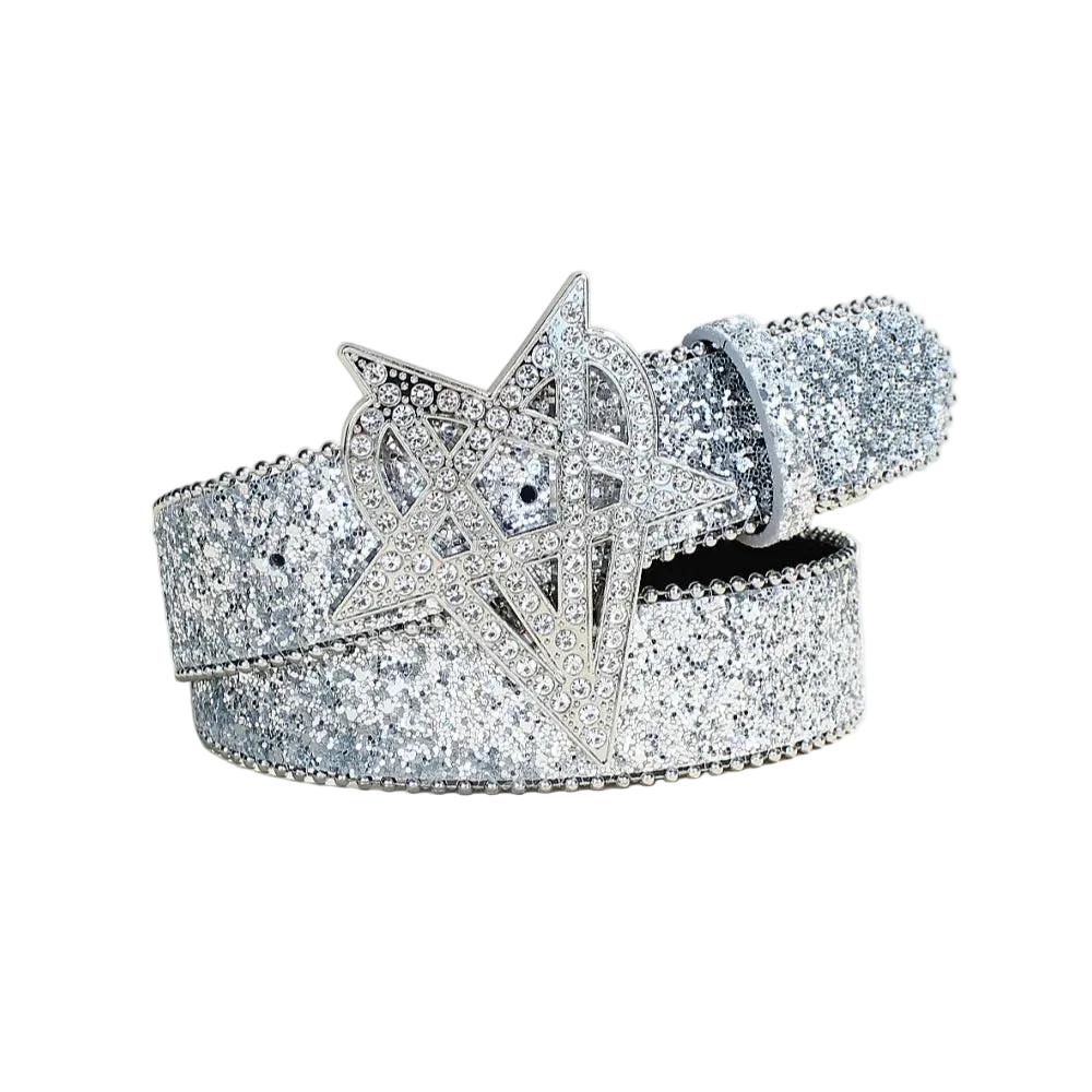 Sequin Punk Metal Buckle Belt