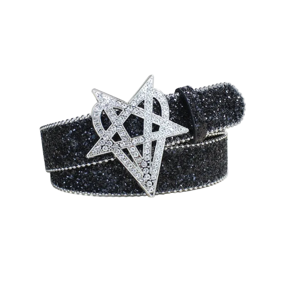 Sequin Punk Metal Buckle Belt