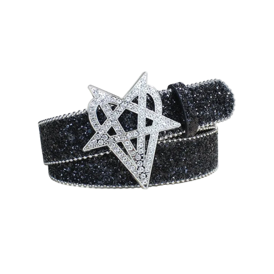 Sequin Punk Metal Buckle Belt