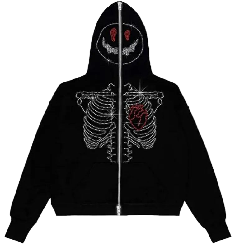 Full Zip Rhinestone Skeleton
