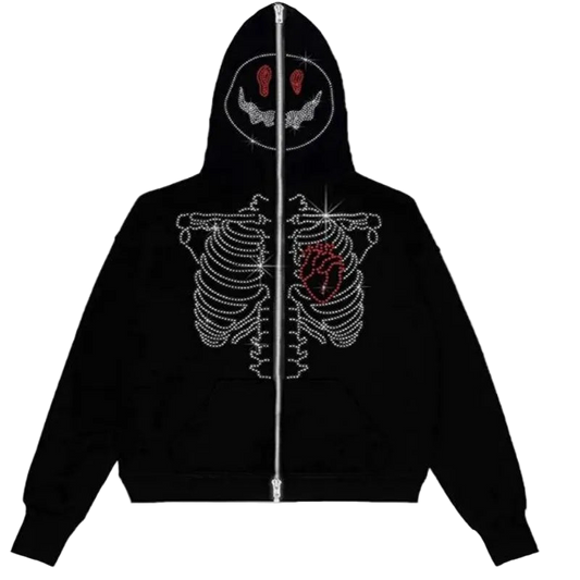 Full Zip Rhinestone Skeleton