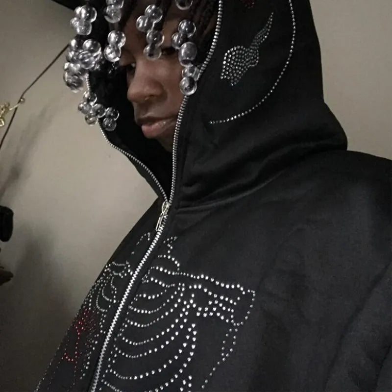 Full Zip Rhinestone Skeleton