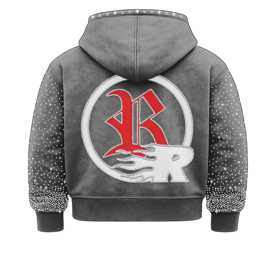 Rhinestone R loose hoodie