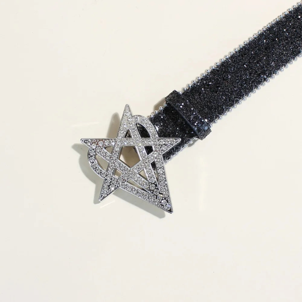 Sequin Punk Metal Buckle Belt