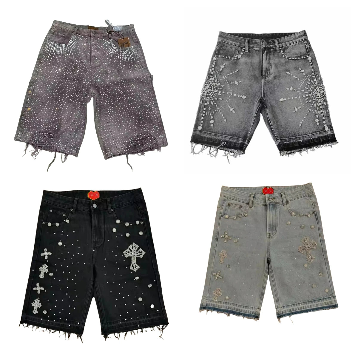 Rhinestone Denim Shorts Jorts