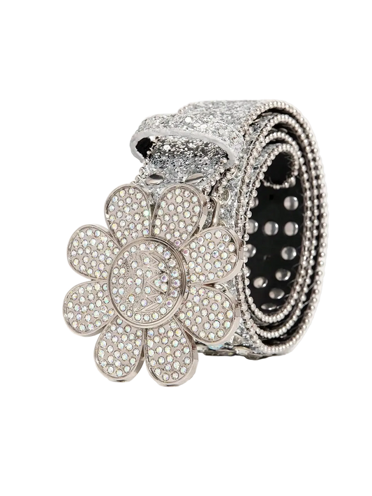 Flower rhinestone buckle