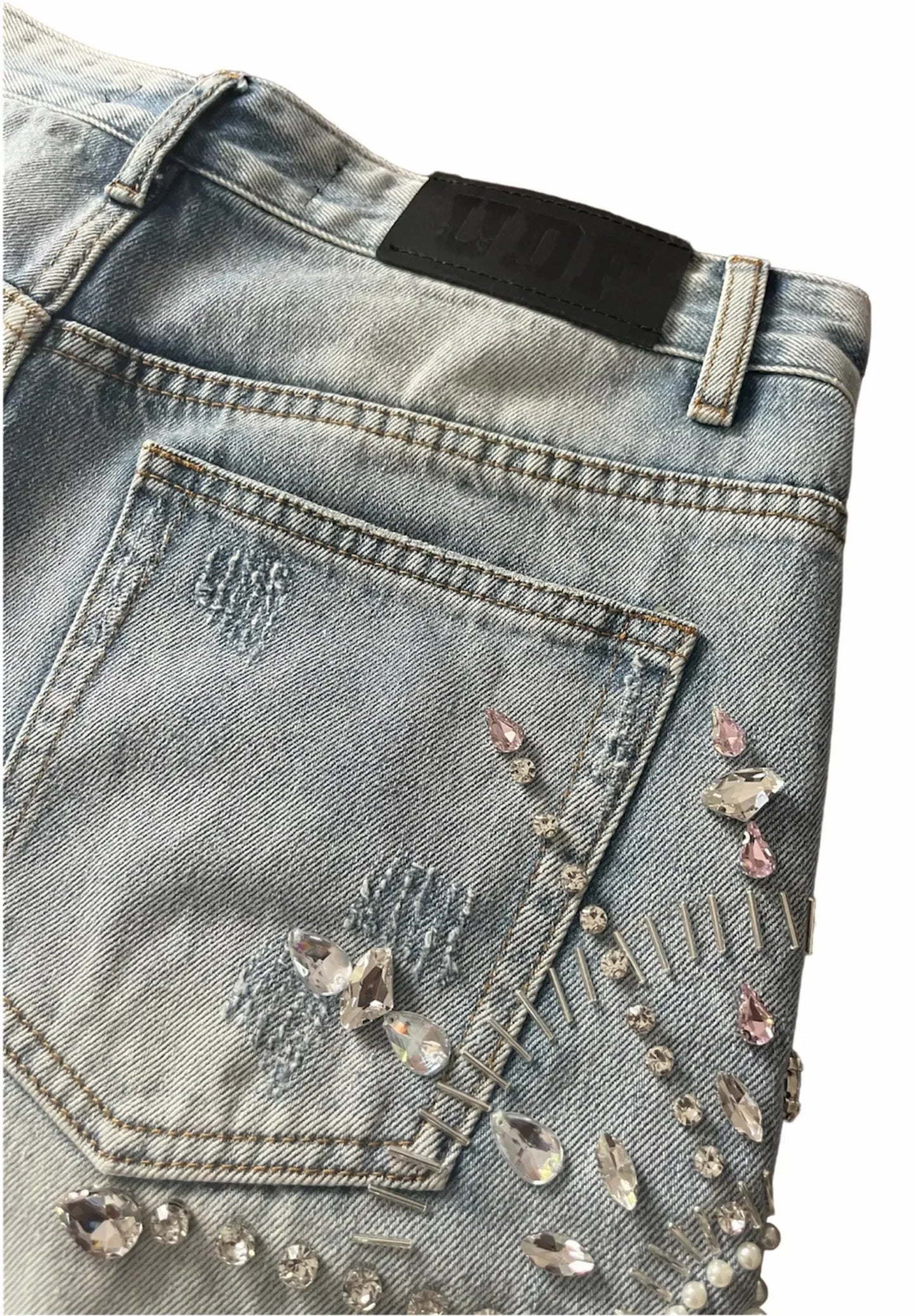 Rhinestone Denim Shorts Jorts