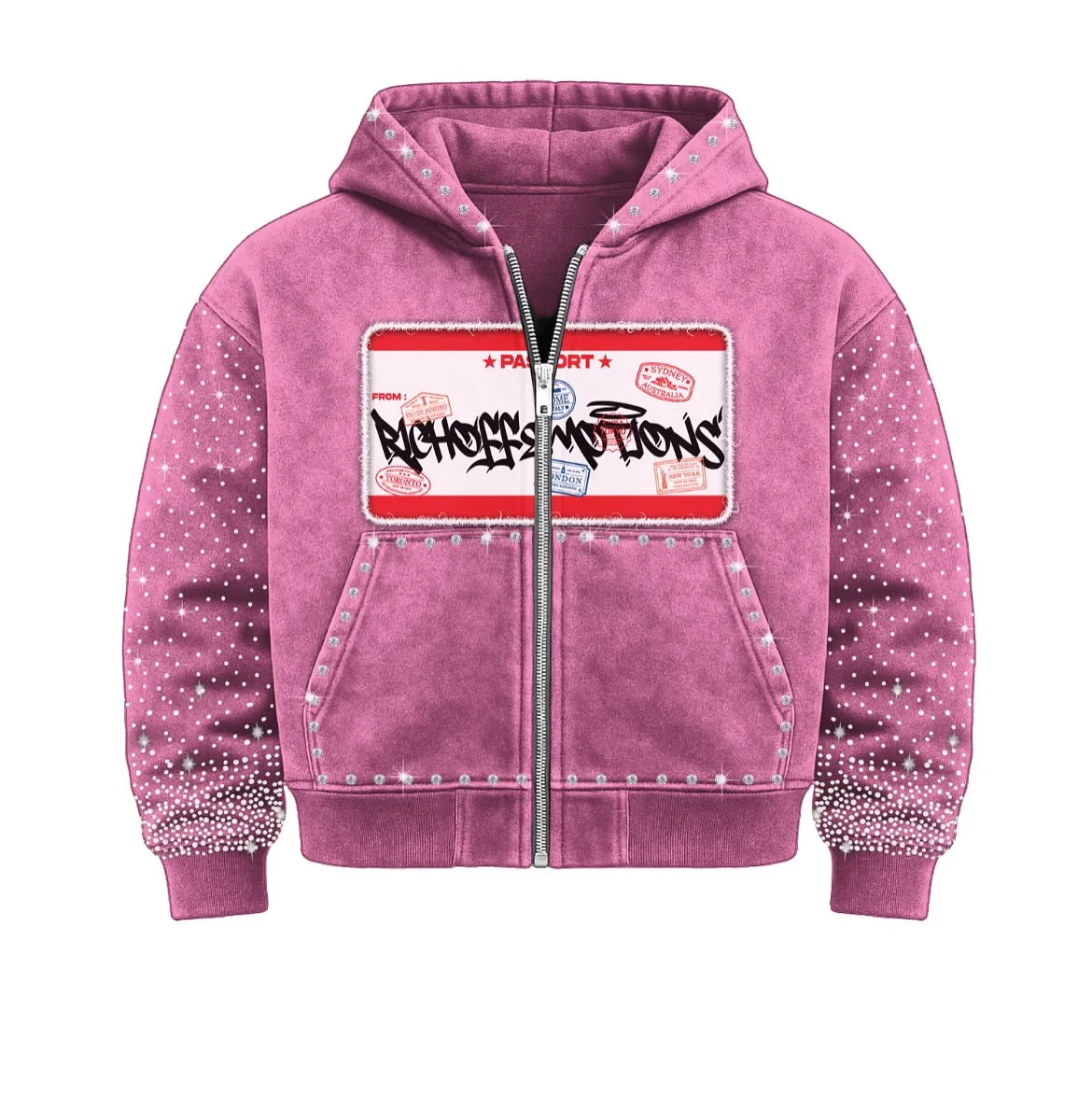 Rhinestone R loose hoodie