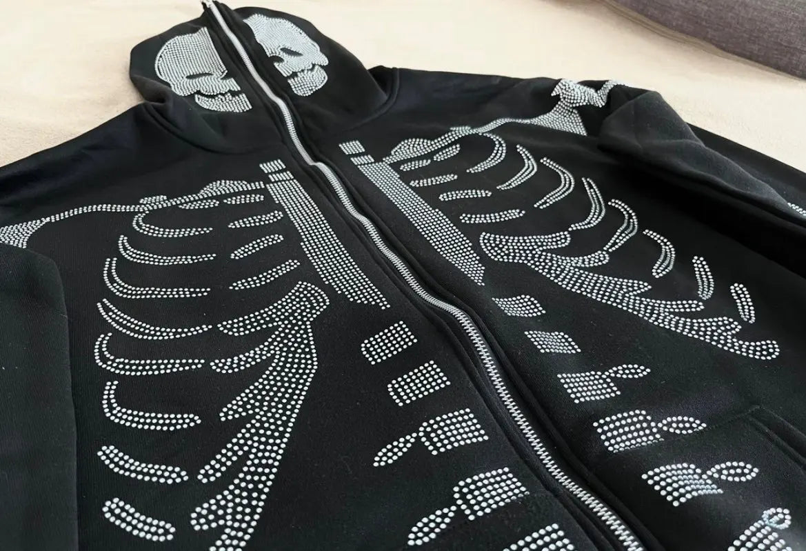 Full Zip Rhinestone Skeleton