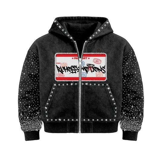 Rhinestone R loose hoodie