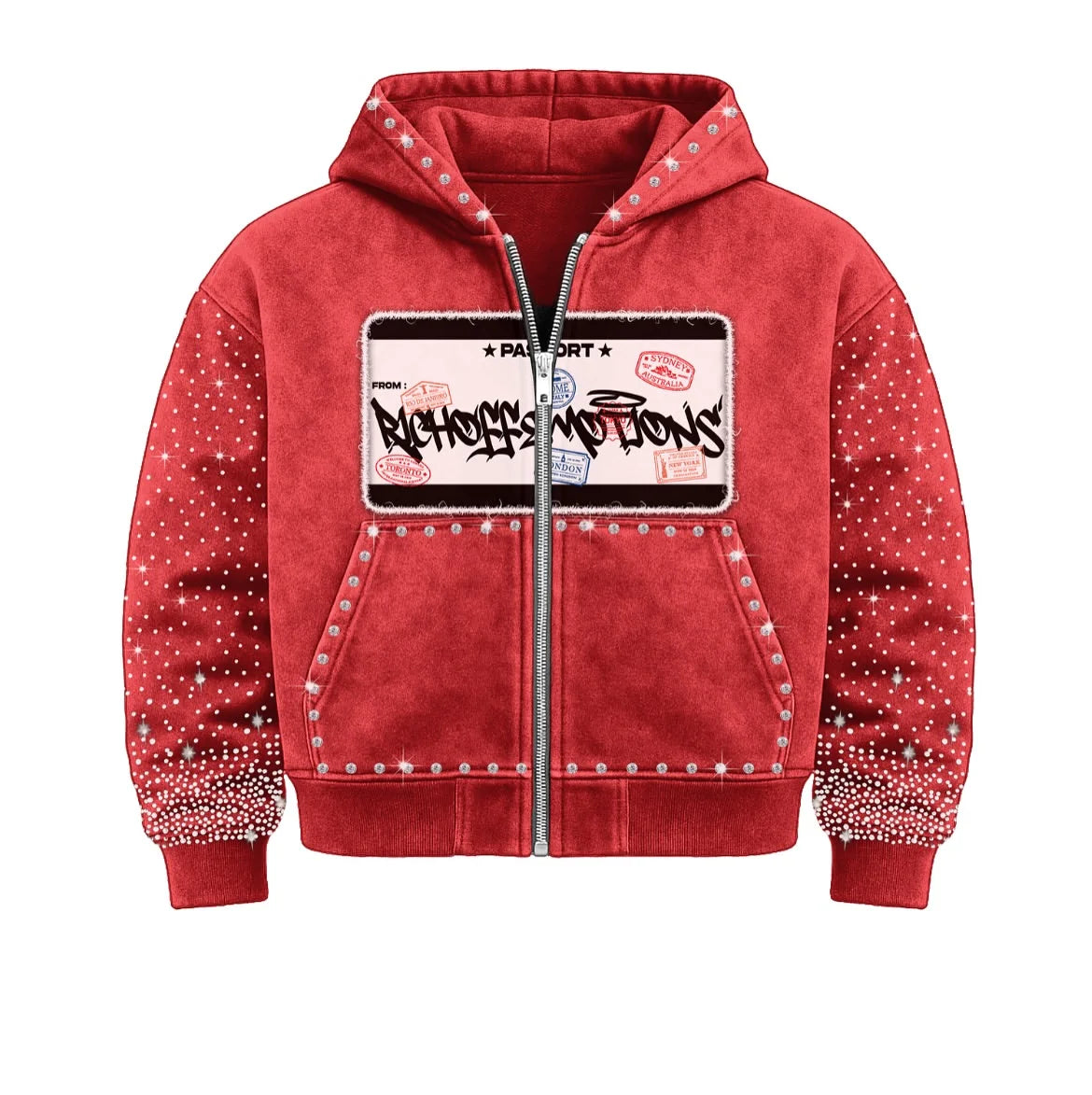 Rhinestone R loose hoodie
