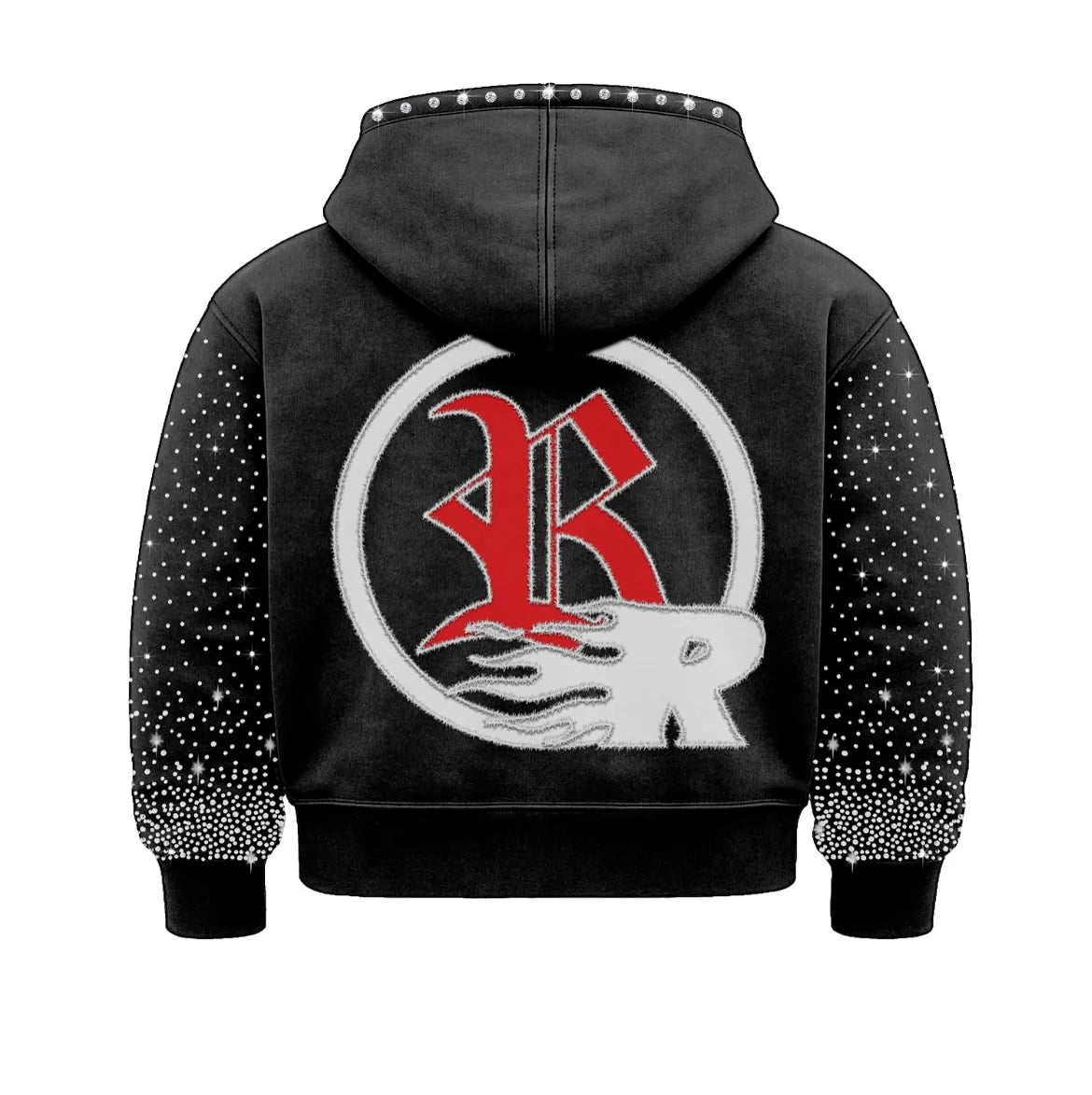 Rhinestone R loose hoodie