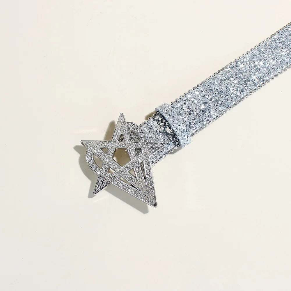 Sequin Punk Metal Buckle Belt