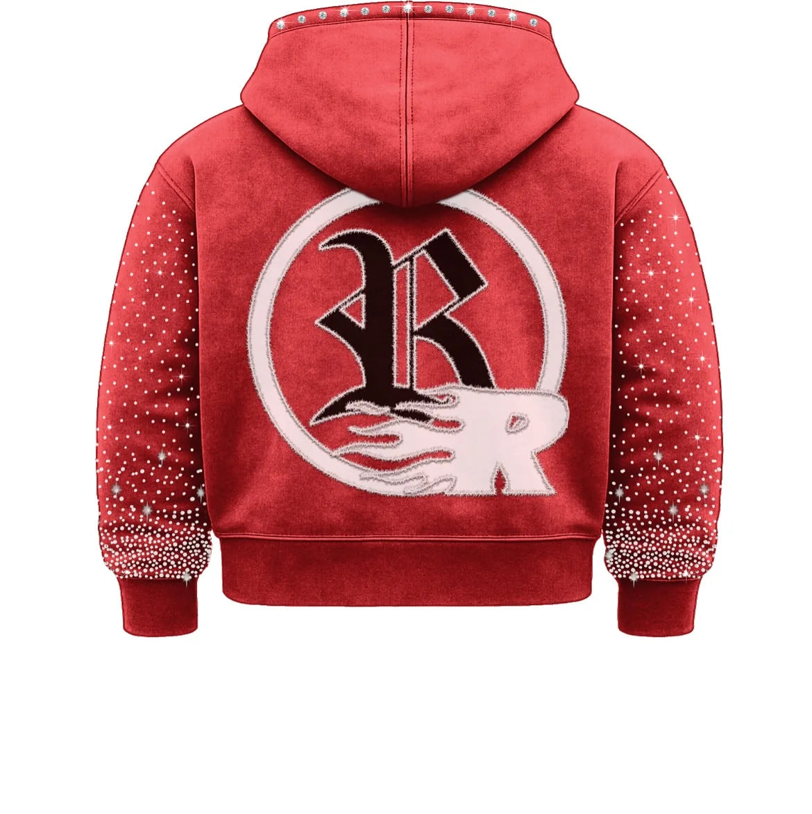Rhinestone R loose hoodie