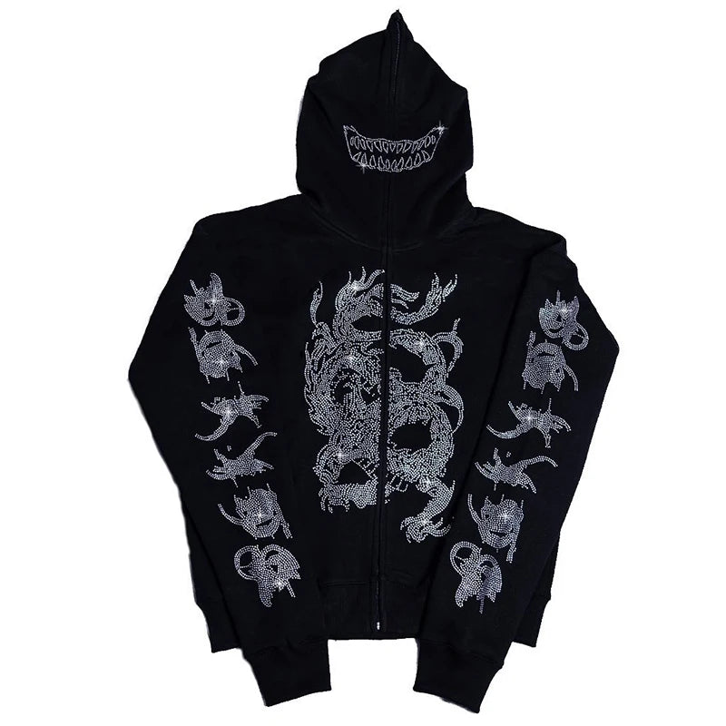 Full Zip Rhinestone Skeleton