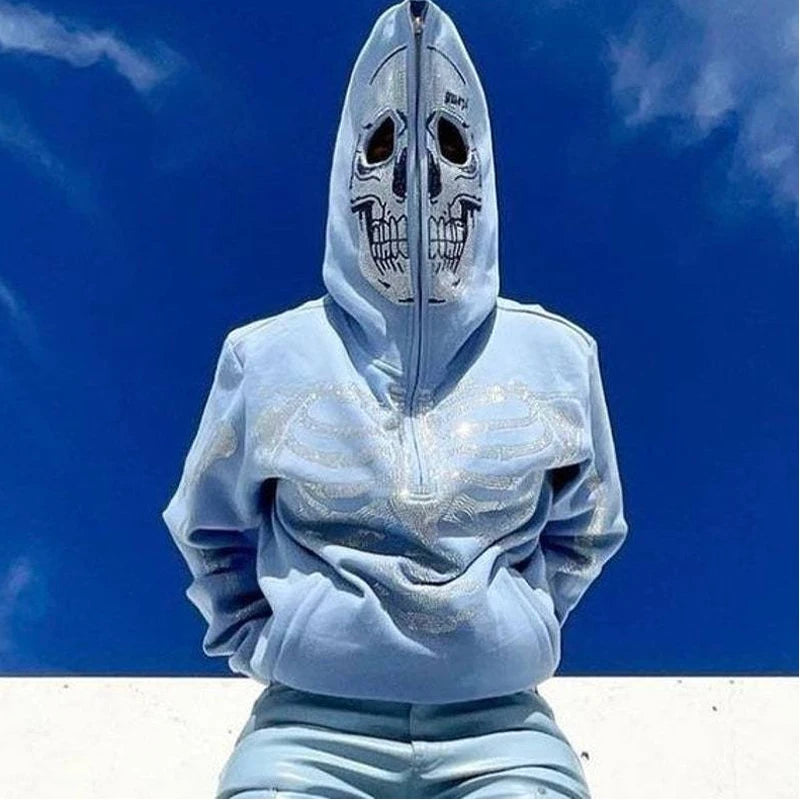 Full Zip Rhinestone Skeleton