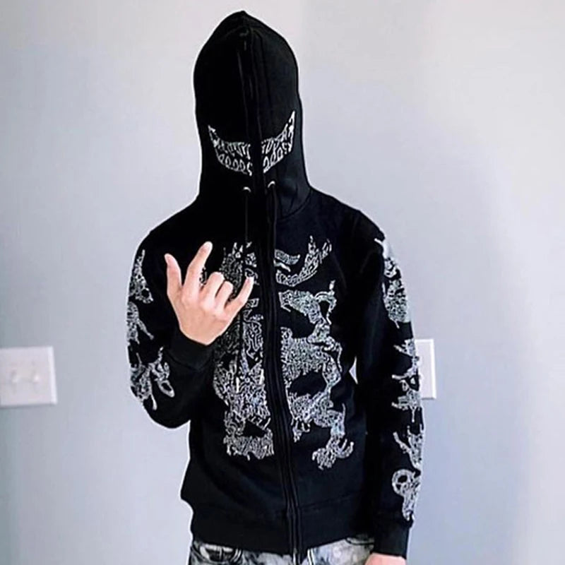 Full Zip Rhinestone Skeleton